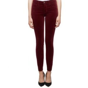 L'AGENCE Marguerite Skinny Jean in Merlot High Rise Velvet Pants Size 25